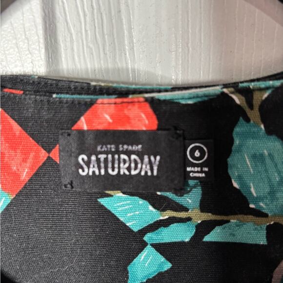 Kate Spade Saturday Black and Red Floral Sleeveless Sheath Dress Size 6 - Picture 6 of 7